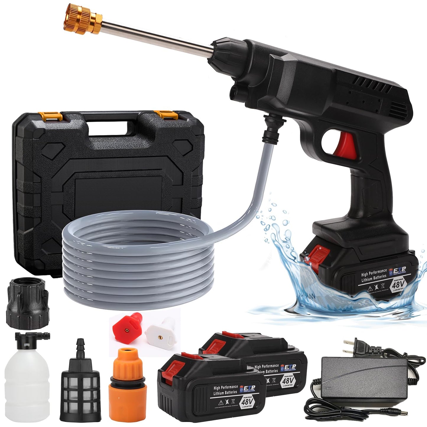 PISTOLA HIDROLAVADORA 2 BATERIAS 48V y 24V